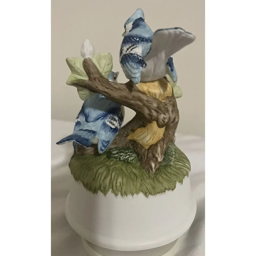 Vintage BlueBird Music‎ Box Figurine Arnart Imports 1982